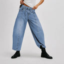 Women's Wide-Leg Denim Pants with Drawstring