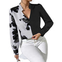 Floral Pattern Women's V-Neck Blouse