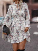 Floral Dress with Ruffle Trim and Elastic Waist