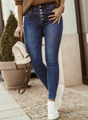 High-Waist Slim Fit Jeans with Button Fly for Women