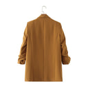 Chic Women's Blazer with Rolled Sleeves and Utility Pockets