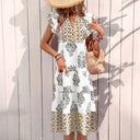 Floral V-Neck Women's Blouse Dress