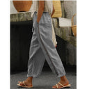 Chic Women's Linen Pants with Lace Accents