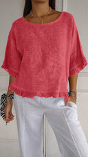 Chic Women's Blouse with Ruffled Hem