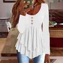 Chic Layered Long Sleeve Blouse with Button Accents