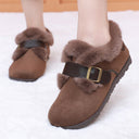 Chic Women's Slippers with Decorative Buckle & Plush Lining