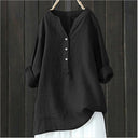 Half Button Closure Linen Blouse for Women