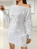 Chic Asymmetrical Mini Dress with Glamorous Sparkle