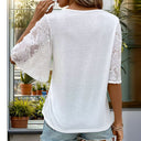 Floral Lace Sleeve V-Neck Blouse for Women