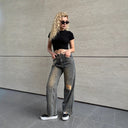 Trendy Women's Baggy Ripped Jeans with Belt