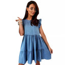 Women's Ruffle Dress with Voluminous Skirt in Premium Fabric