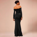 Off-Shoulder Women's Evening Dress with Chic Gathering