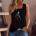 Artistic Women's Sleeveless Tee with Unique Hand Design