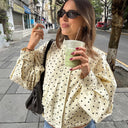 Chic Women's Polka Dot Fitted Blouse