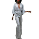 Stylish Sequined Jumpsuit with Flared Legs