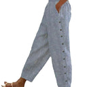 Chic High-Waisted Straight Leg Women's Pants with Stylish Buttons