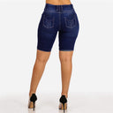 High-Waisted Denim Shorts with Chic Button Accents