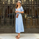 Floral V-Neck Midi Dress with Ruffle Accents