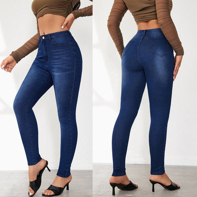 Chic High-Waisted Skinny Jeans with Contemporary Wash