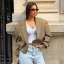 Checked Oversized Blazer Jacket for Women