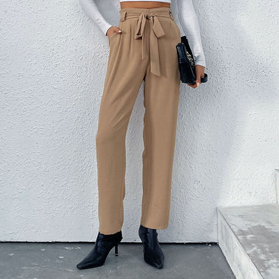 Chic High-Waisted Pants with Stylish Tie Belt