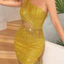 Chic Asymmetrical Fringe Short Dress for Women