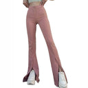 Chic High-Waist Flared Pants with Side Slits