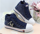 Denim High-Top Sneakers with Chic Accents