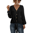 Textured Women's Blouse with Charming Ruffle Accents
