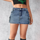Denim Cargo Skirt with Utility Pockets for Women