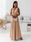 Chic Mini Dress with Deep V-Neck and Flowing Fabric