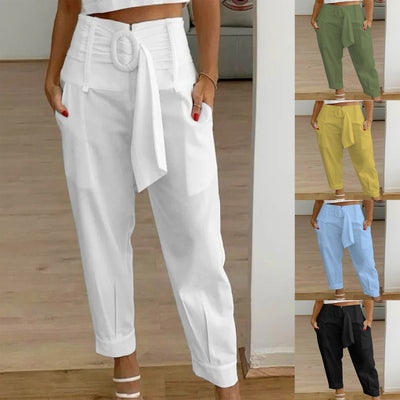 Chic Women's Chino Trousers with Stylish Belt and Pockets