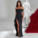 Chic Off-Shoulder Dress with High Slit Design