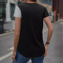 Asymmetrical Women's Short-Sleeve T-Shirt with Button Accents