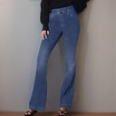 High-Waisted Flared Jeans with Soft Wash for Women