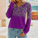 Floral Embroidered Women's Long Sleeve Blouse