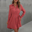 Chic Women's Shirt Dress with Belted Waist