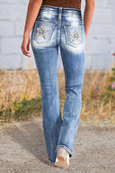 Stylish Women's Bootcut Jeans with Unique Back Pockets
