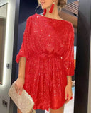 Shimmering Long Sleeve Mini Dress for Women