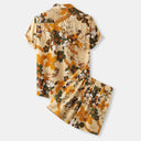 Floral Print Women's Short Sleeve Sleepwear with Elastic Waist