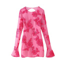 Floral Jewelry Women's Blouse Dress with Sheer Sleeves