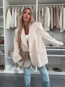 Chic Oversized Blazer Jacket with Deep Lapels & Pockets
