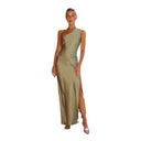 Asymmetric Satin Maxi Dress for Women