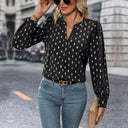 Chic V-Neck Graphic Pattern Blouse for Women