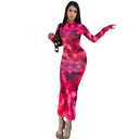 Stylish Women's Long Sleeve Midi Dress with Gradient Design