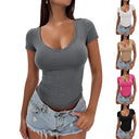 Women's V-Neck Fitted T-Shirt in Stretch Fabric