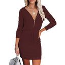 Hooded Zippered Mini Dress for Women