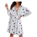 Women's V-Neck Star Pattern Dress for Effortless Style