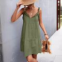 Chic Ruffle Summer Dress with Adjustable Waist