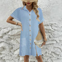 Textured Women's Shirt Dress with Pockets